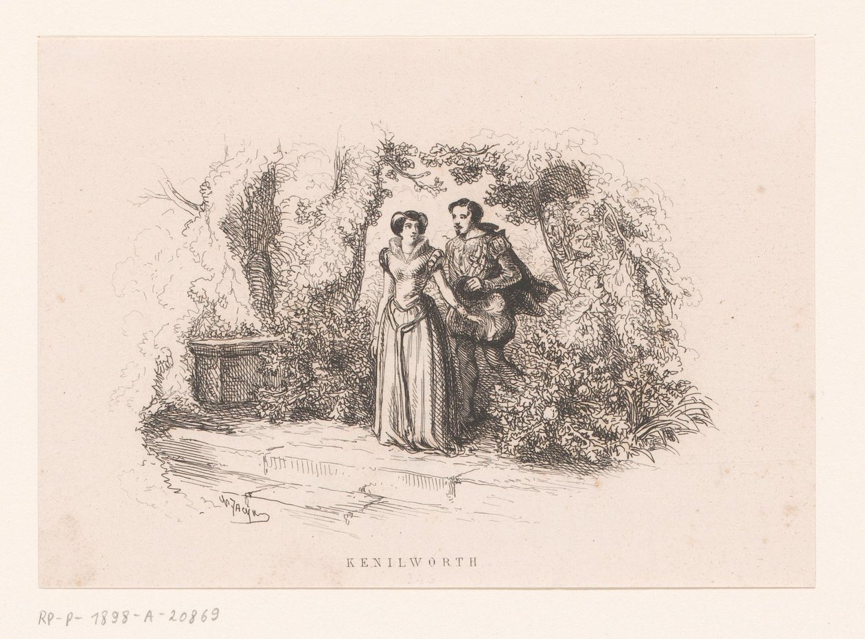 Paar in einem Garten von Charles Emile Jacque