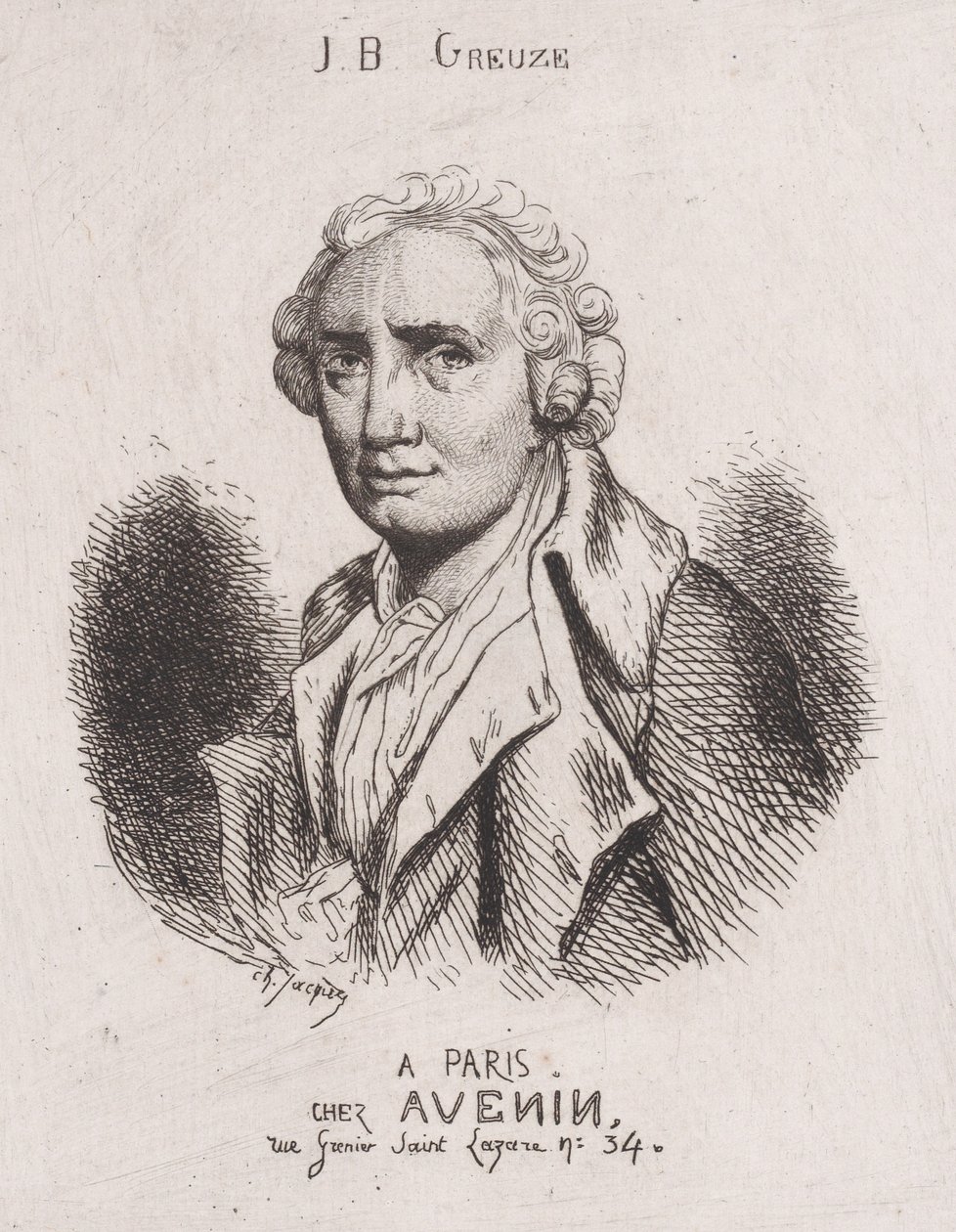 Porträt von J.B. Greuze von Charles Emile Jacque