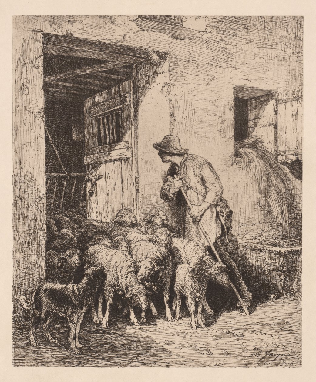Der Herdenausgang La Sortie du Troupeau, 1876 von Charles Emile Jacque