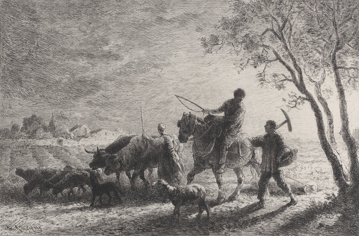 Die Rückkehr von den Feldern, 1865 von Charles Emile Jacque