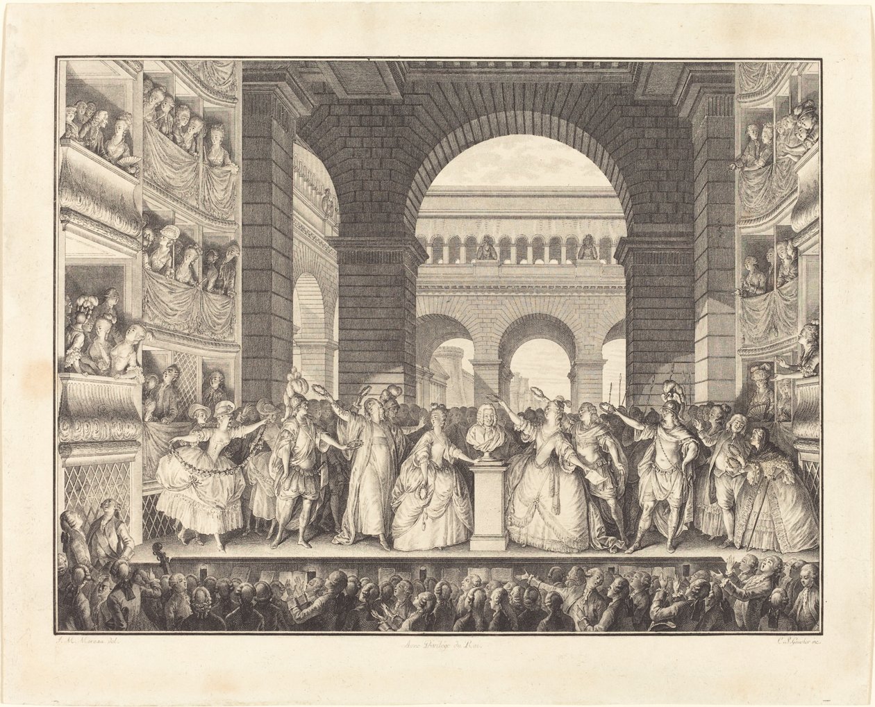 Krönung Voltaires von Charles Etienne Gaucher after Jean Michel Moreau