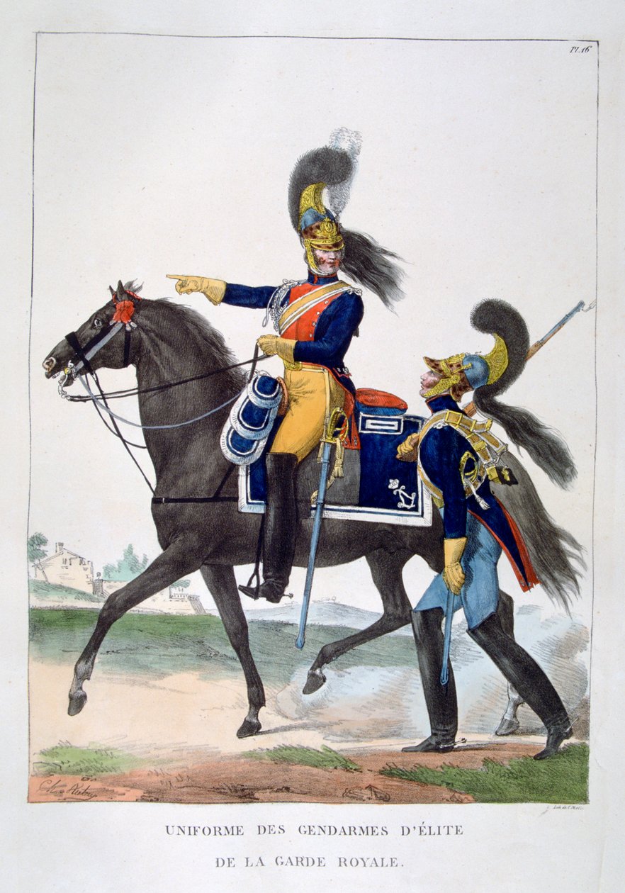 Uniform der Elitegendarmen der königlichen Garde, Frankreich, 1823 von Charles Etienne Pierre Motte