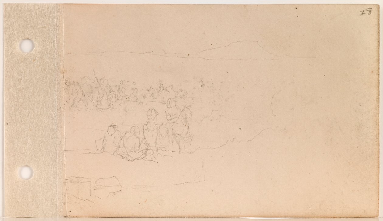 Pahtankas (Big Heads Band) Versammlung am Ufer (rechte Hälfte; Blätter 27 verso und 28 recto) von Charles Ferdinand Wimar