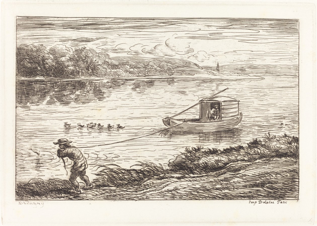 Schiffsjunge zieht das Seil (Le Mousse tirant le cordeau) von Charles Francois Daubigny