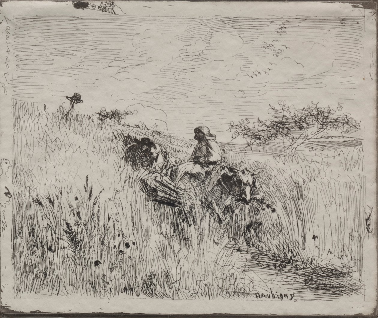 Pfad durch das Kornfeld, Originaldruck 1862, gedruckt 1921 von Charles Francois Daubigny