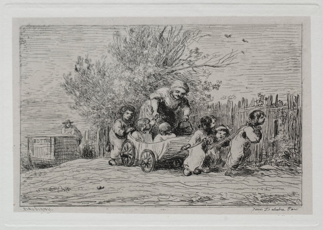 Die Bootsfahrt: Erbe des Wagens (Die Kinder mit dem Wagen) von Charles Francois Daubigny