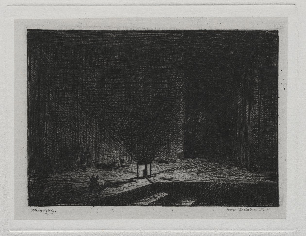 Die Bootsfahrt: Innenansicht eines Gasthauses (Der Flur eines Gasthauses) von Charles Francois Daubigny