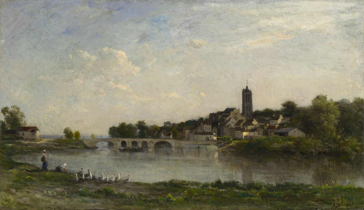 Die Brücke zwischen Persan und Beaumont-sur-Oise, 1867 von Charles Francois Daubigny