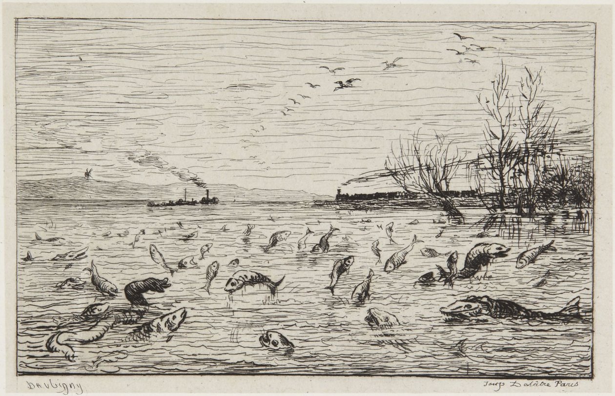 Die Fische freuen sich über die Abreise des Kabinenjungen von Charles Francois Daubigny