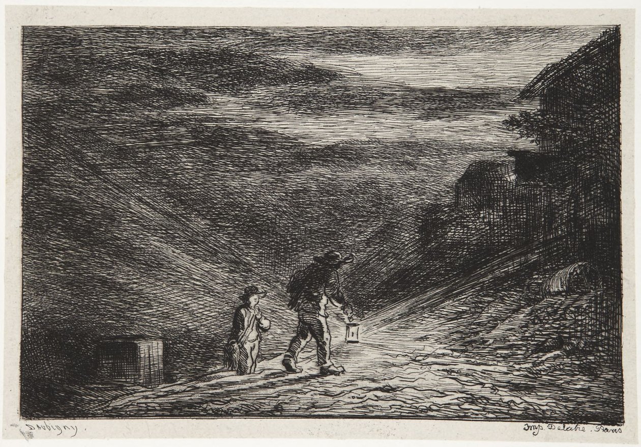Die Suche nach einem Gasthaus von Charles Francois Daubigny