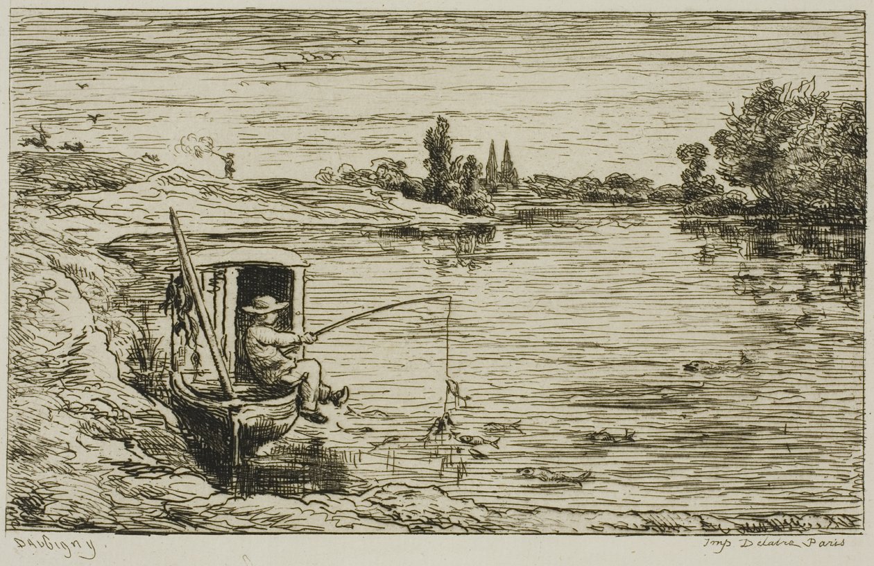 Der Schiffsjunge beim Angeln von Charles Francois Daubigny