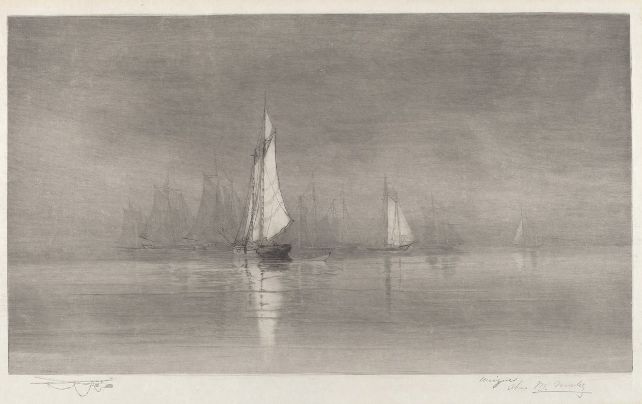 Ohne Titel (Hafenszene mit Segelbooten) von Charles Frederick William Mielatz