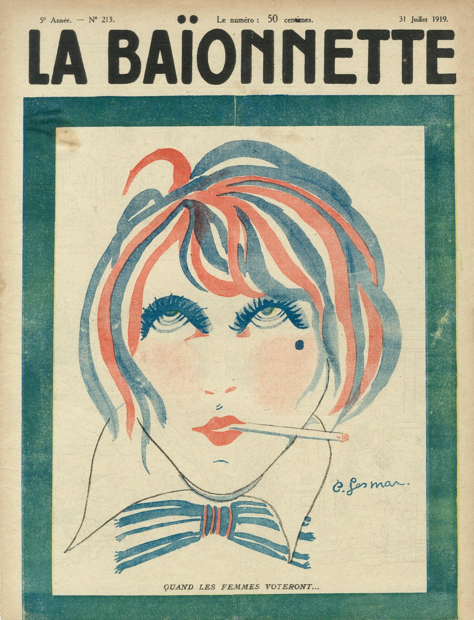 Titelblatt der Zeitung „La Baionnette“ vom 31. Juli von Charles Gesmar