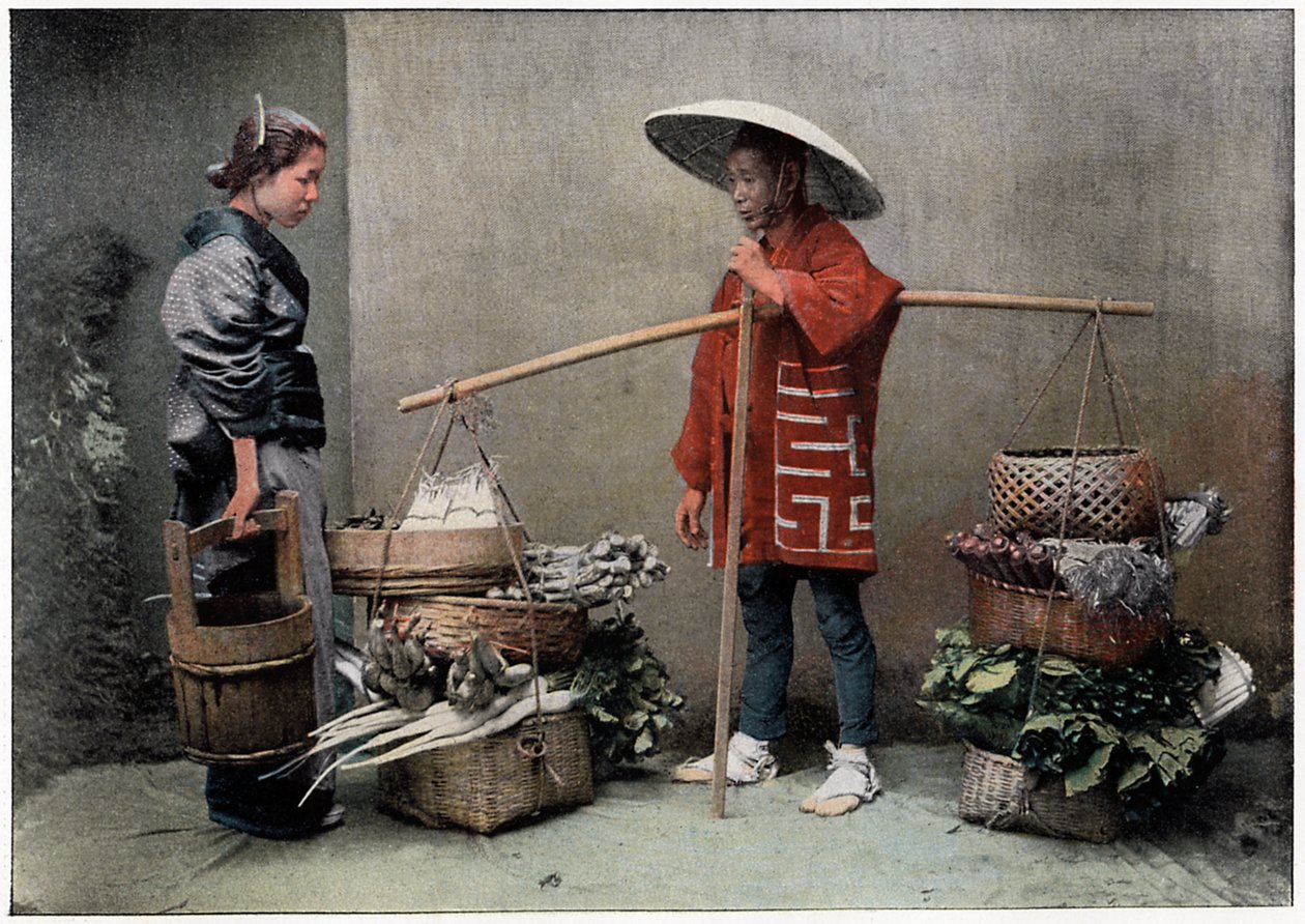 Gemüsehändler in Japan, ca. 1890 von Charles Gillot
