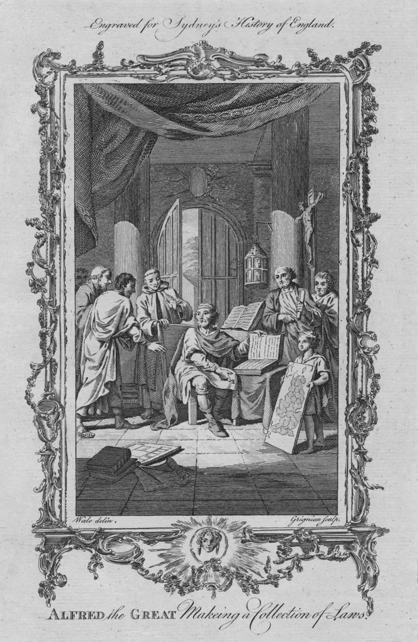 Alfred der Große sammelt Gesetze, 1773 von Charles Grignion