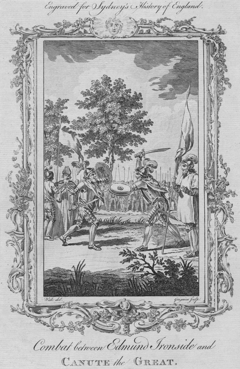 Kampf zwischen Edmund Ironside und Knut dem Großen, 1773 von Charles Grignion