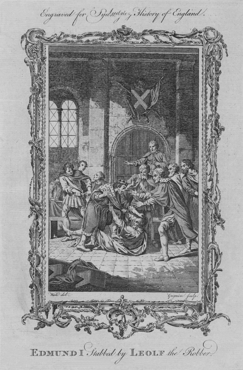 Edmund I. erstochen von Leolf dem Räuber, 1773 von Charles Grignion
