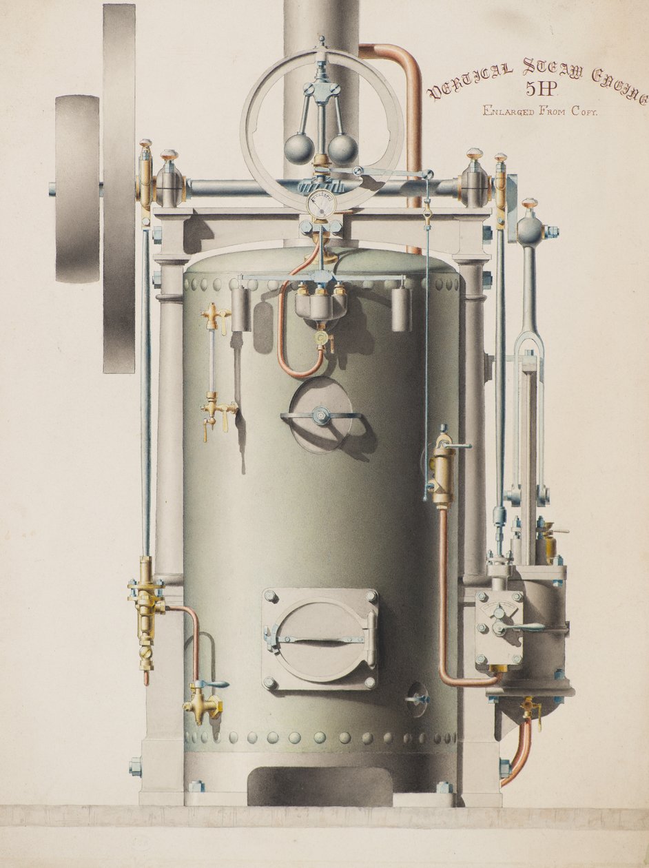Vertikale Dampfmaschine, 5 PS von Charles Gustav Louis Phillips