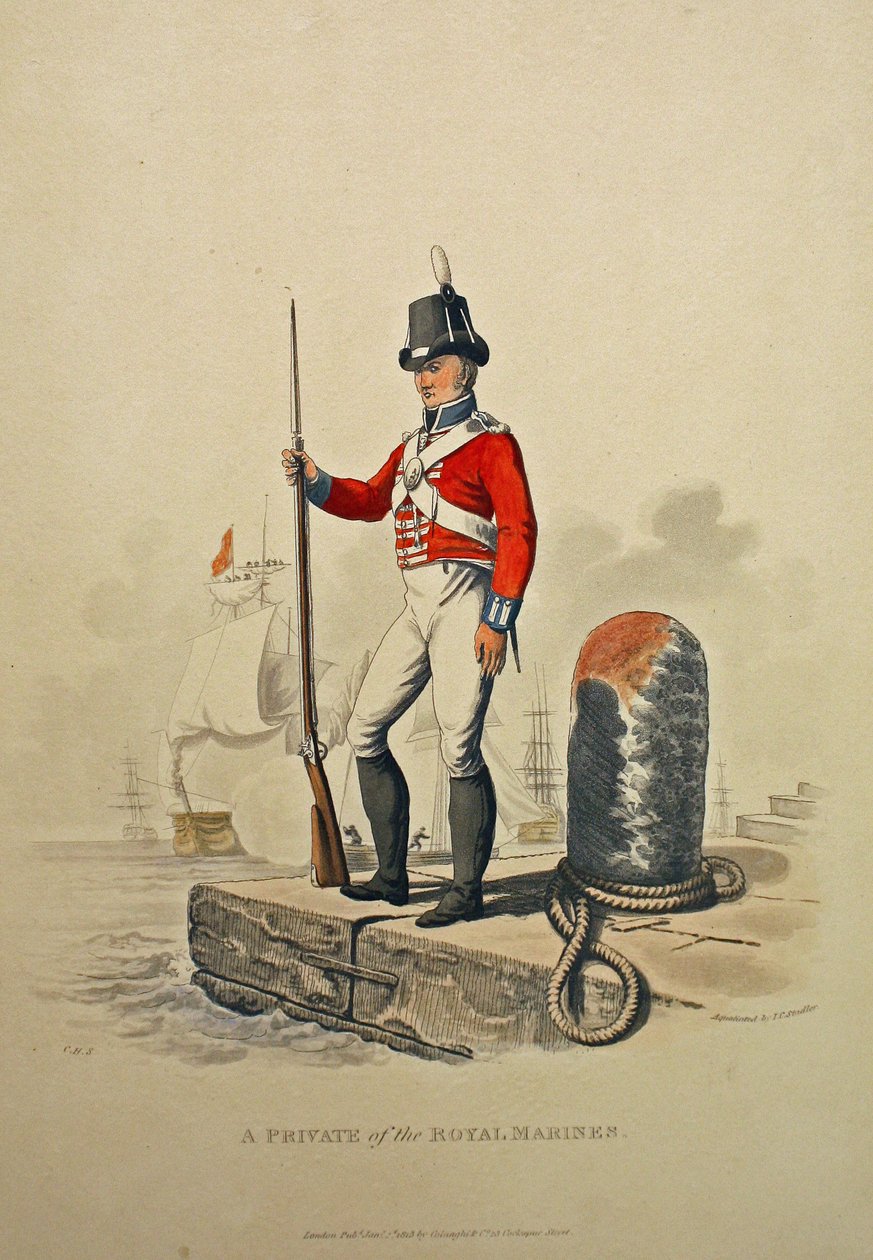 Ein Soldat der Royal Marines, graviert von Joseph Constantine Stadler, veröffentlicht 1815 (Aquatinta) von Charles Hamilton Smith
