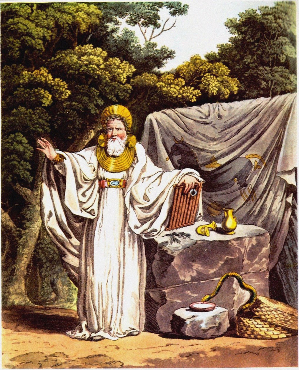 Erz-Druide in seiner vollen richterlichen Tracht aus Die Tracht der ursprünglichen Bewohner der Briten von Charles Hamilton Smith