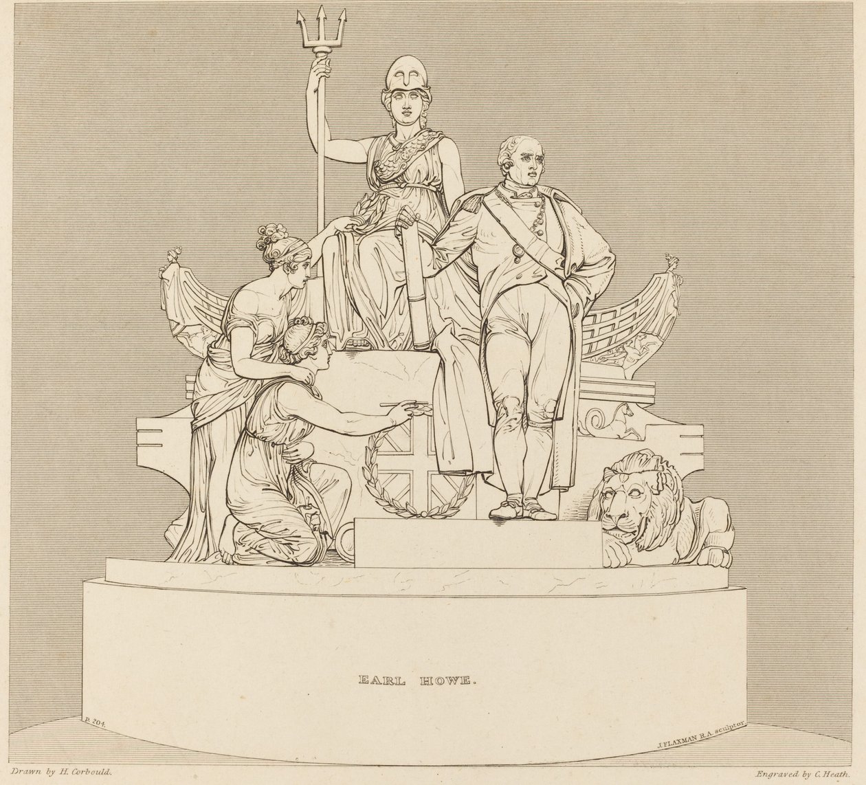 Denkmal für Earl Howe von Charles Heath after Henry Corbould after John Flaxman