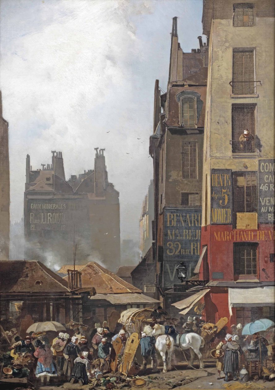 Souvenir de Paris: Ein geschäftiger Tag auf einem Pariser Markt von Charles Hoguet