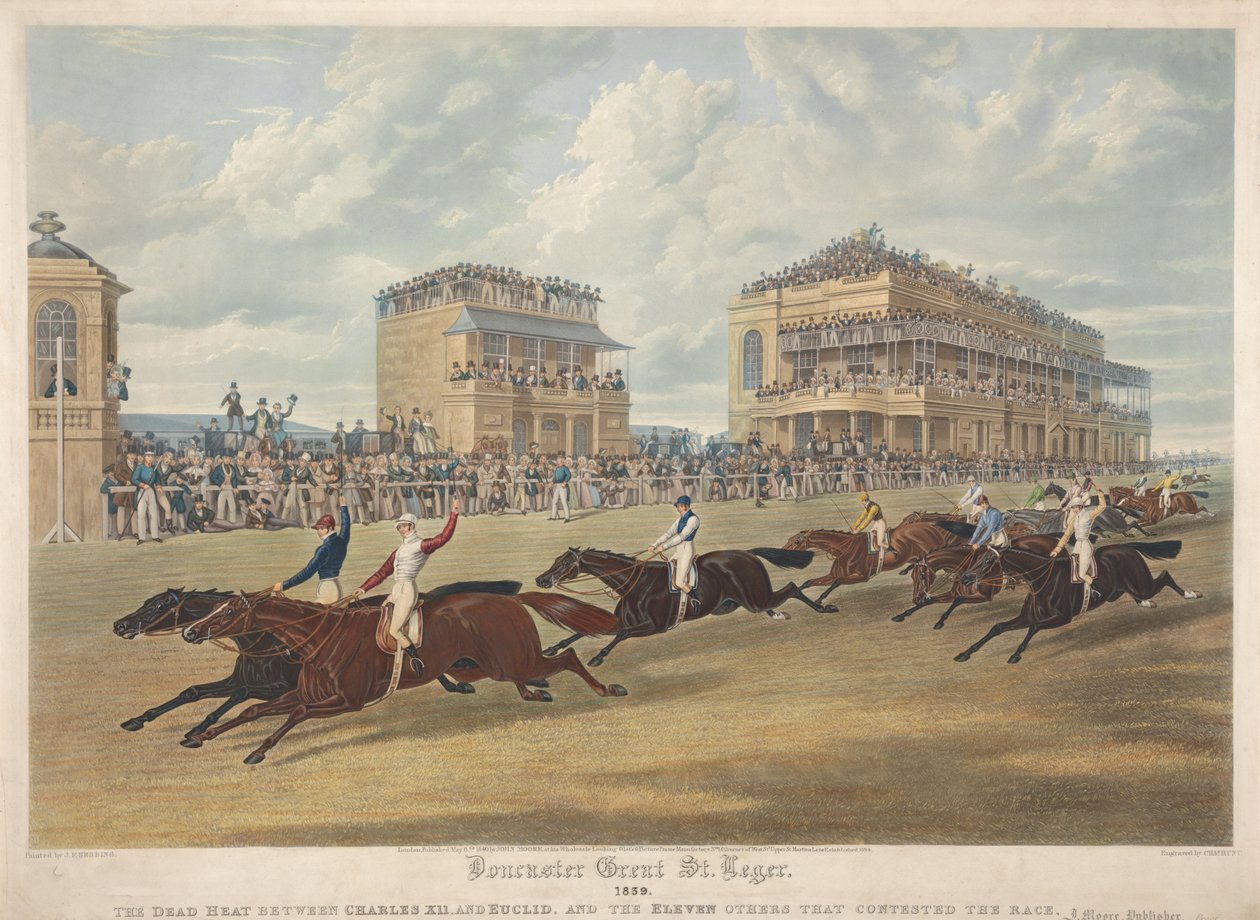 Doncaster Great St Leger, 1839. Das tote Rennen zwischen Charles XII und Euclid. von Charles Hunt