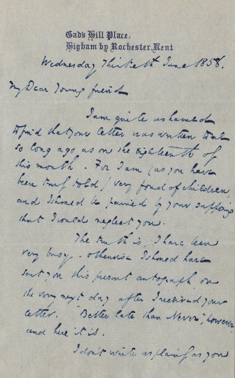Brief an Francis G. Waugh, 30. Juni 1858 von Charles John Huffam Dickens