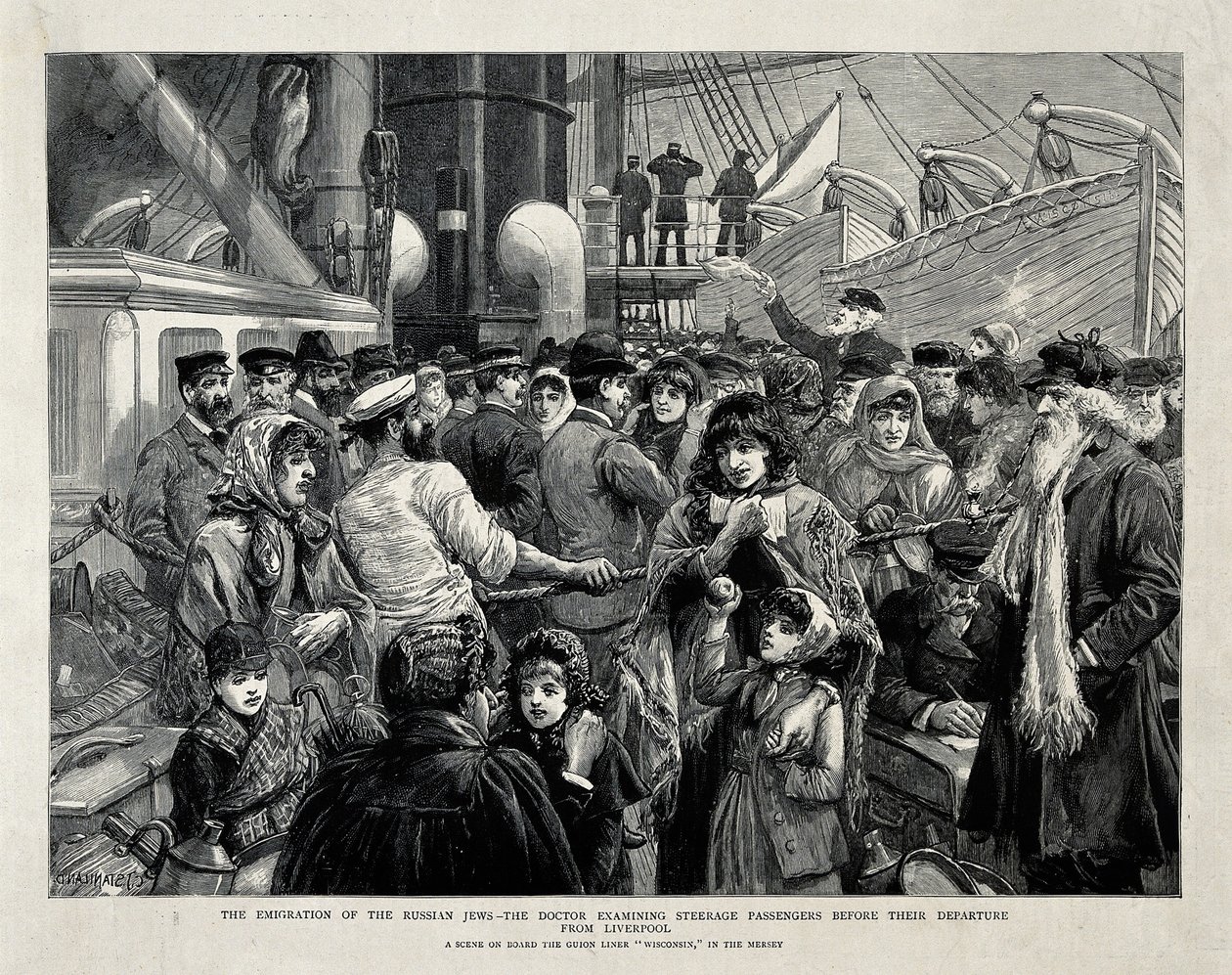 Die russischen Juden werden vor der Auswanderung aus Liverpool von einem Arzt untersucht, 1891 von Charles Joseph Staniland