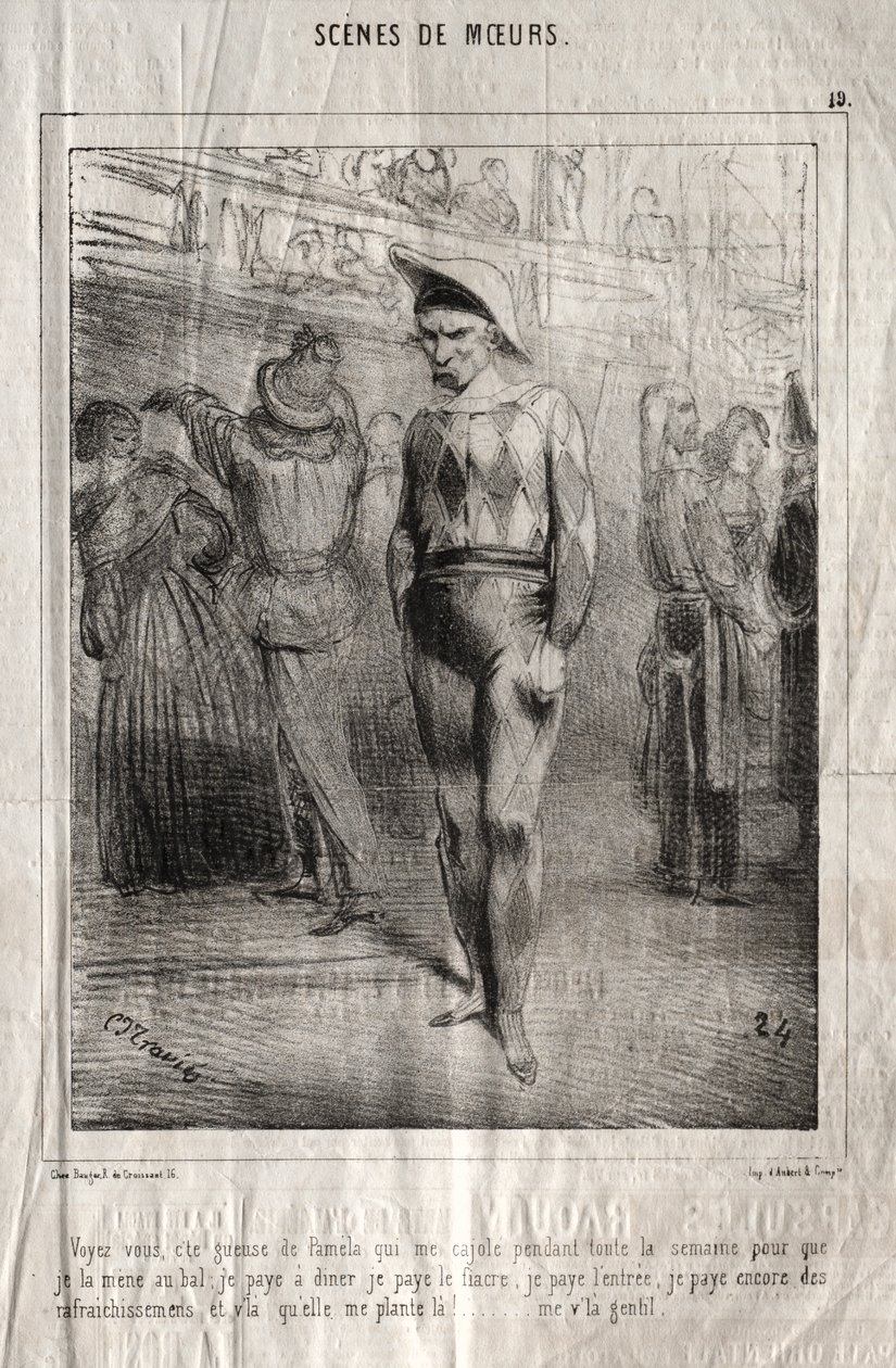 Szenen der Sitten: Sehen Sie, diese Pamela, die mich die ganze Woche über umschmeichelt, damit ich sie zum Ball bringe... von Charles Joseph Traviès de Villers