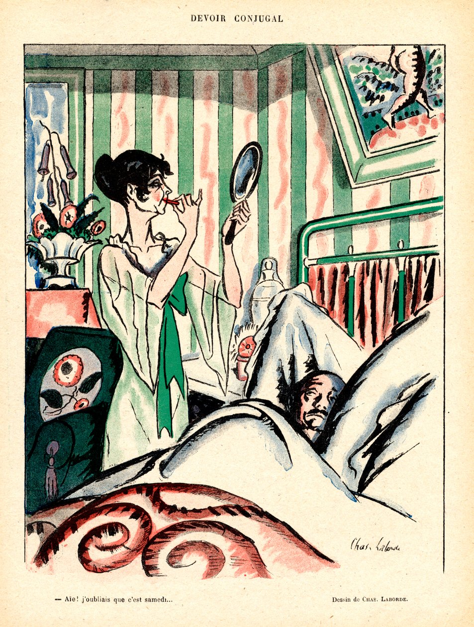 Rotes Lachen, satirisch in Farben von Charles Laborde