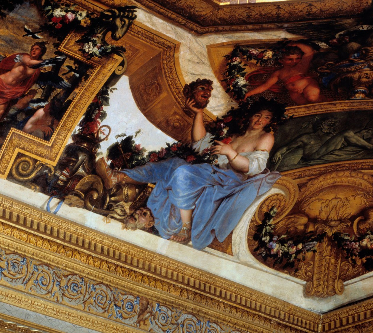 Thalie, eine der Musen, Schutzpatronin der Komödie und der pastoralen Poesie (Detail) von Charles Le Brun