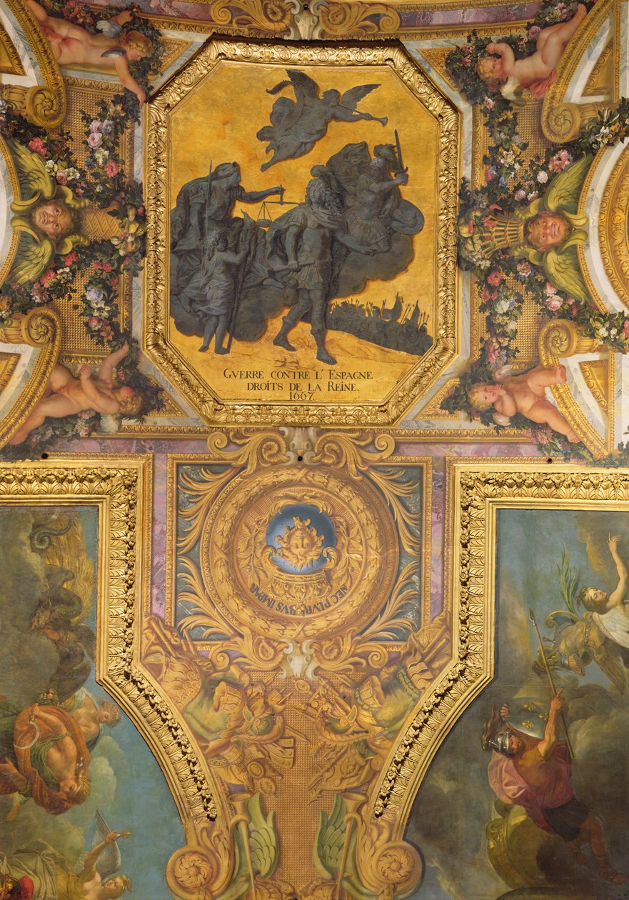 Krieg um die Rechte der Königin im Jahr 1667, Deckenmalerei aus der Galerie des Glaces von Charles Le Brun