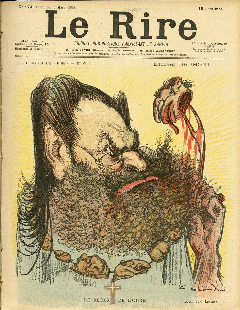Illustration von Charles Léandre (1862-1934) für das Titelblatt von Le Rire von Charles Leandre
