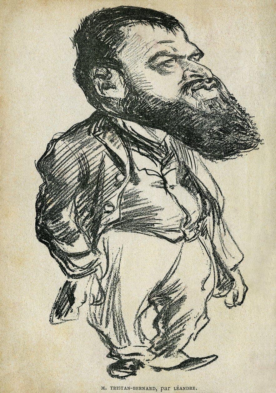 Porträt von Bernard Paul dit Tristan-Bernard (1866-1947), französischer Schriftsteller und Komiker. Karikatur von Charles Leandre (1862-1934), in „Tales de Pantruche et d