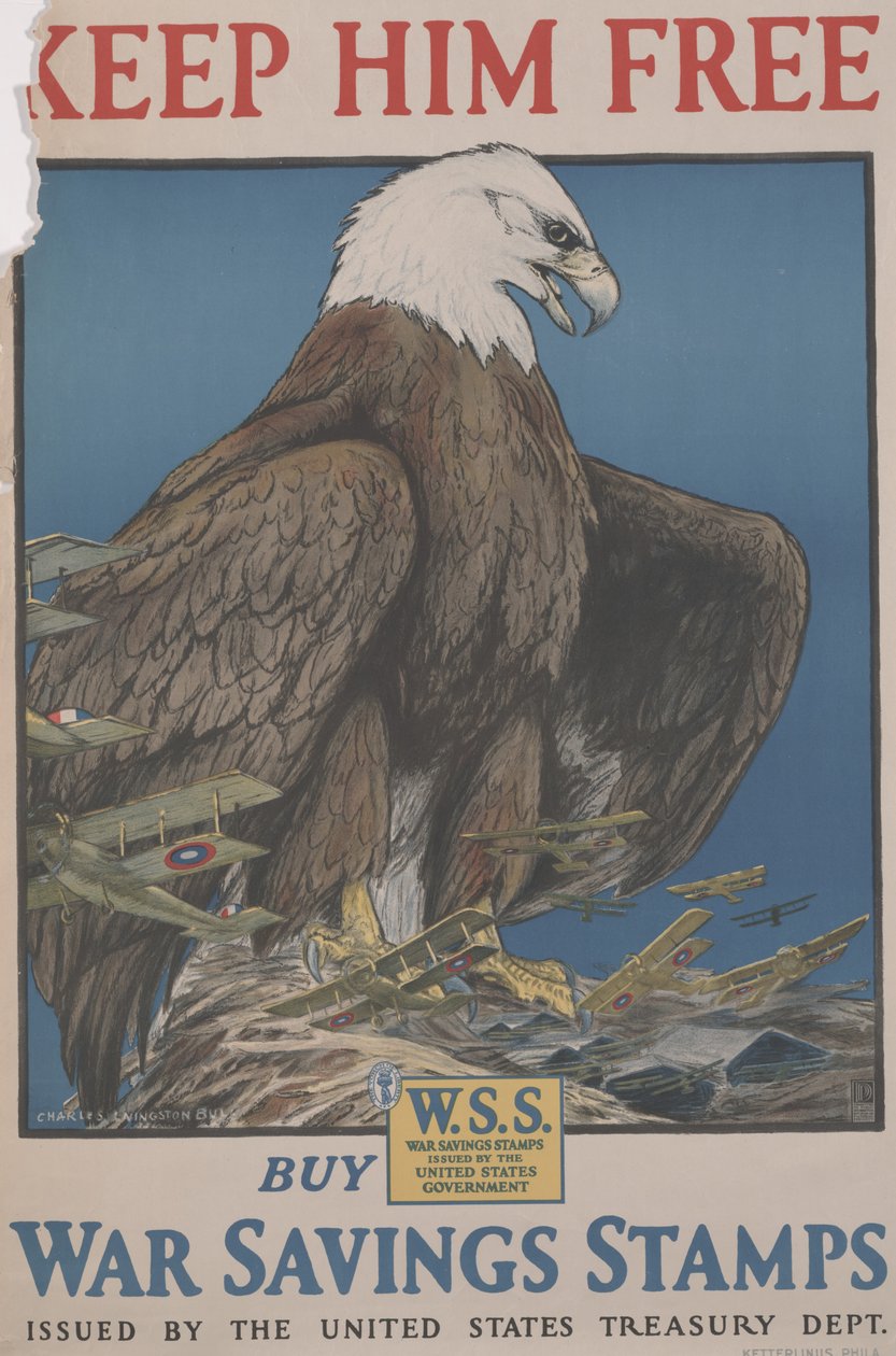 Haltet ihn frei, kauft Kriegsanleihen, herausgegeben vom US-Finanzministerium von Charles Livingston Bull