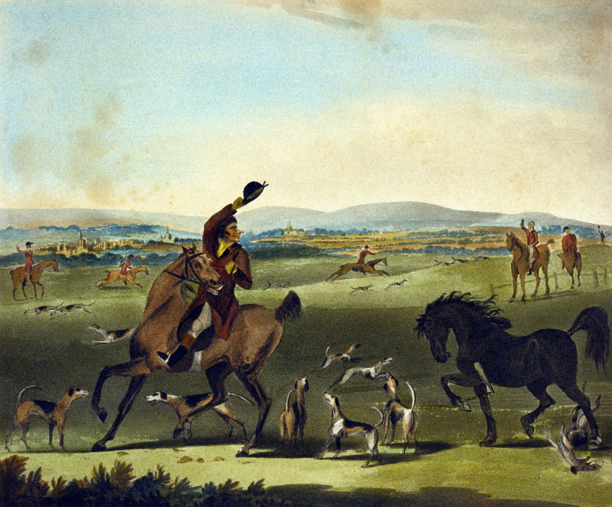Eine Kontrolle, von The Pytchley Hunt, graviert von F. Jukes (1845-1879) von Charles Lorraine (after) Smith