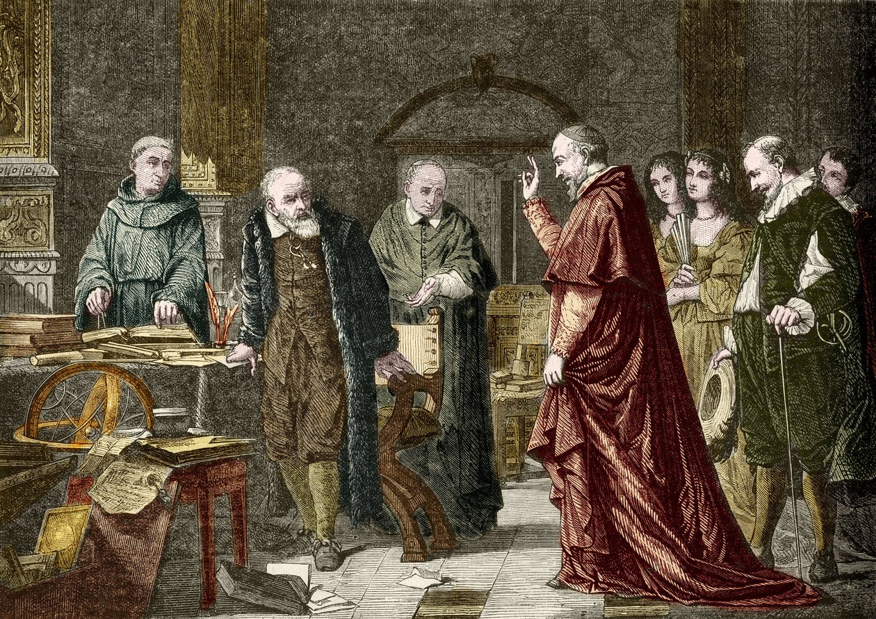 Gefangenschaft von Galileo Galilei genannt Galilei, italienischer Astronom (1564-1642), Gravur nach dem Gemälde von Charles Muller von Charles Louis Lucien (after) Muller