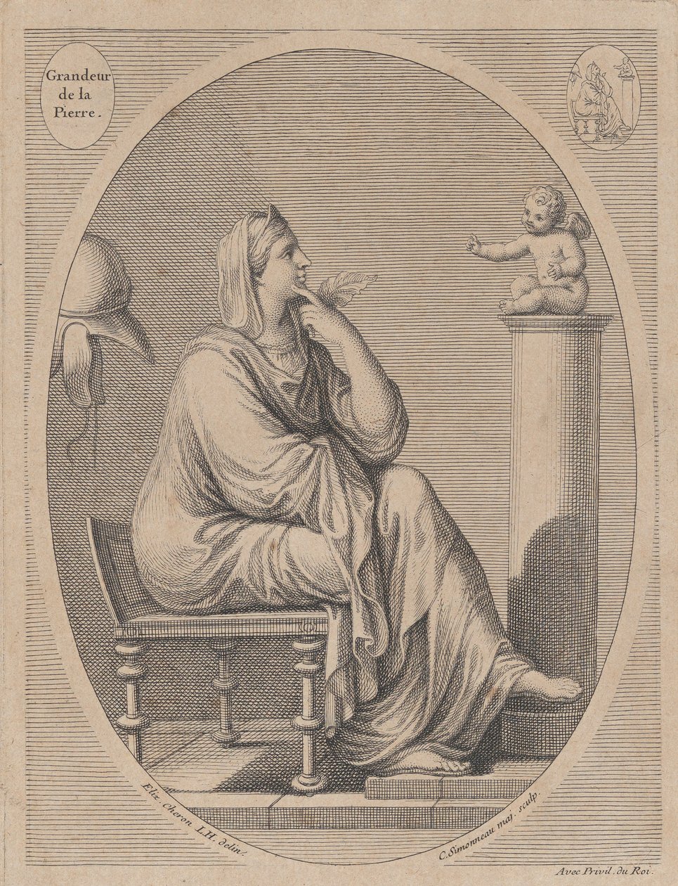 Grandeur de la pierre, nach Eliz. Cheron, 1665-1728 von Charles Louis Simonneau