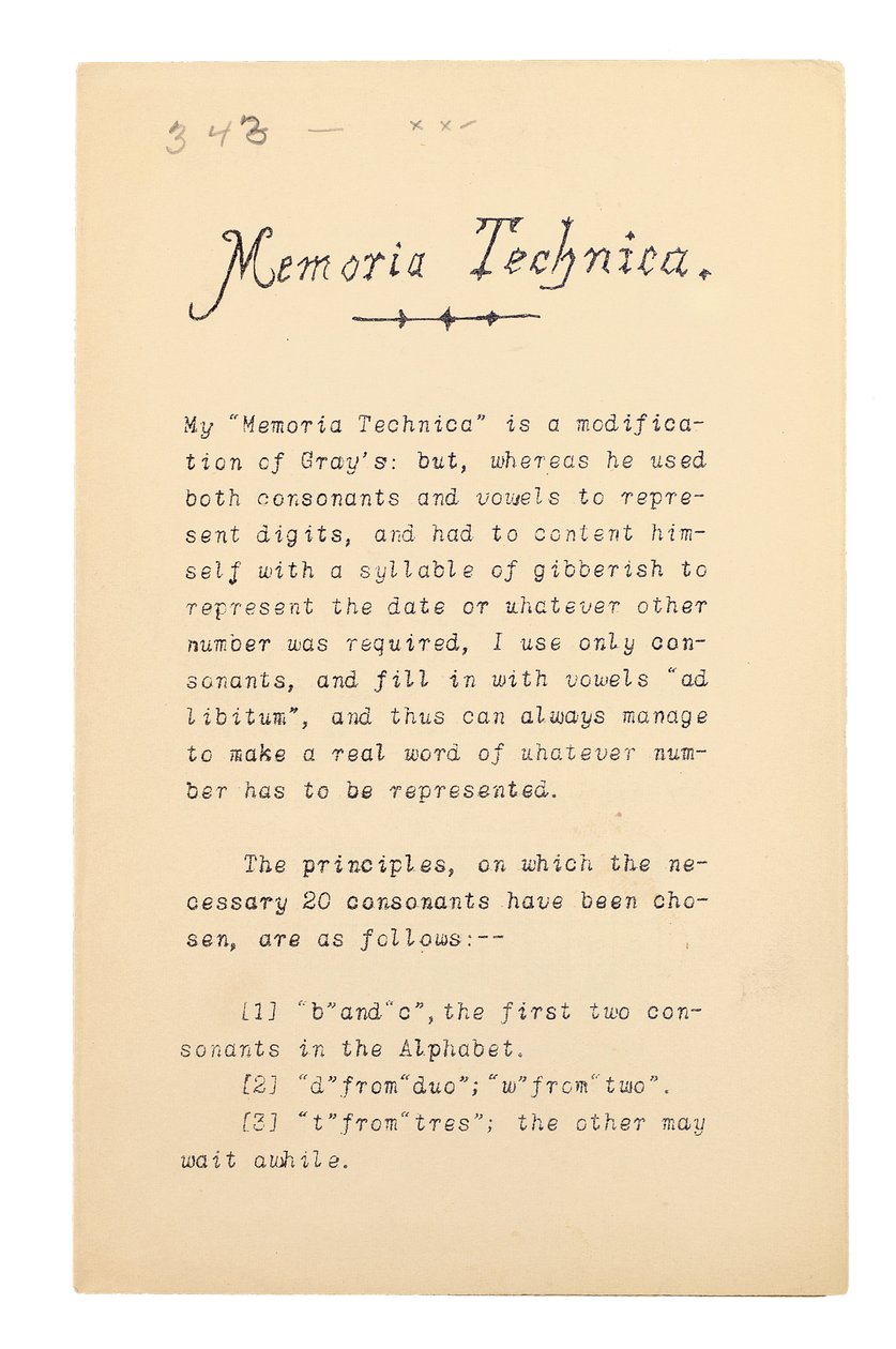 Memoria Technica, Oxford von Charles Lutwidge Dodgson