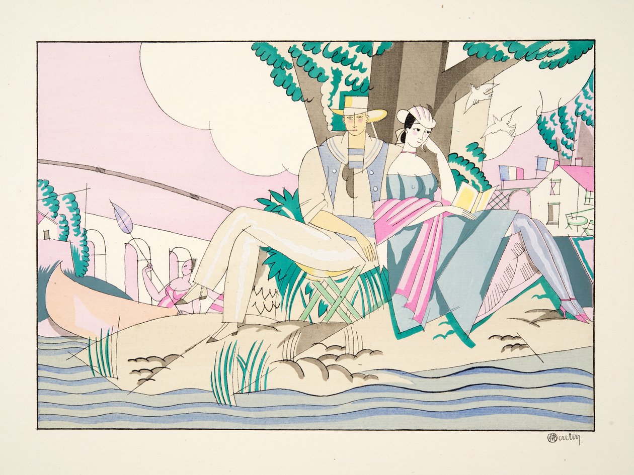 La Pêche, aus Sports & Divertissements, veröffentlicht 1914 von Charles Martin