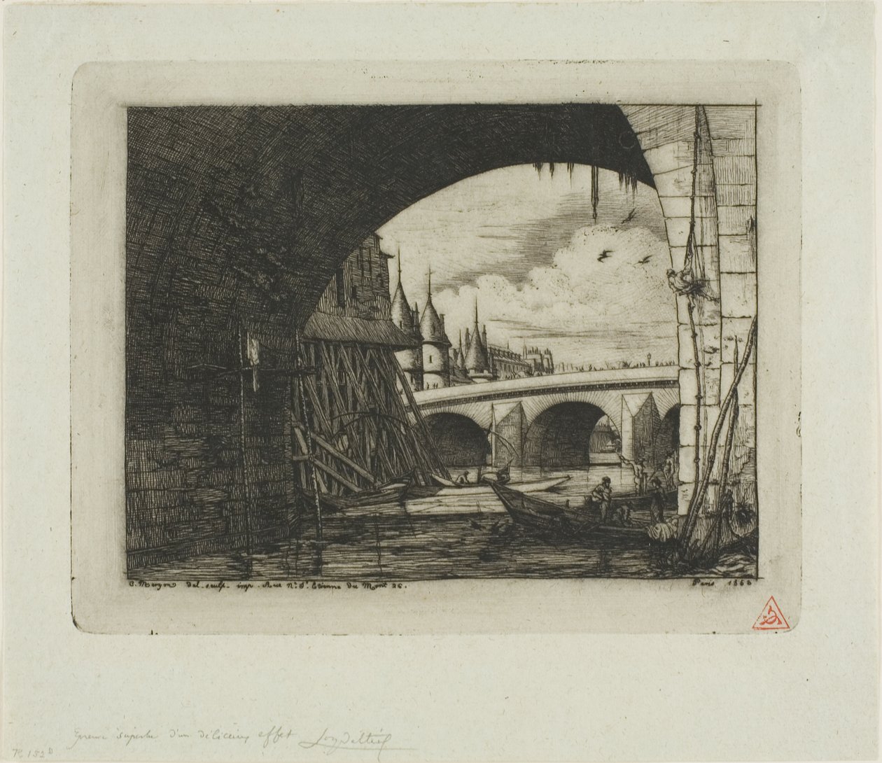 Ein Bogen der Pont Notre-Dame, Paris von Charles Meryon