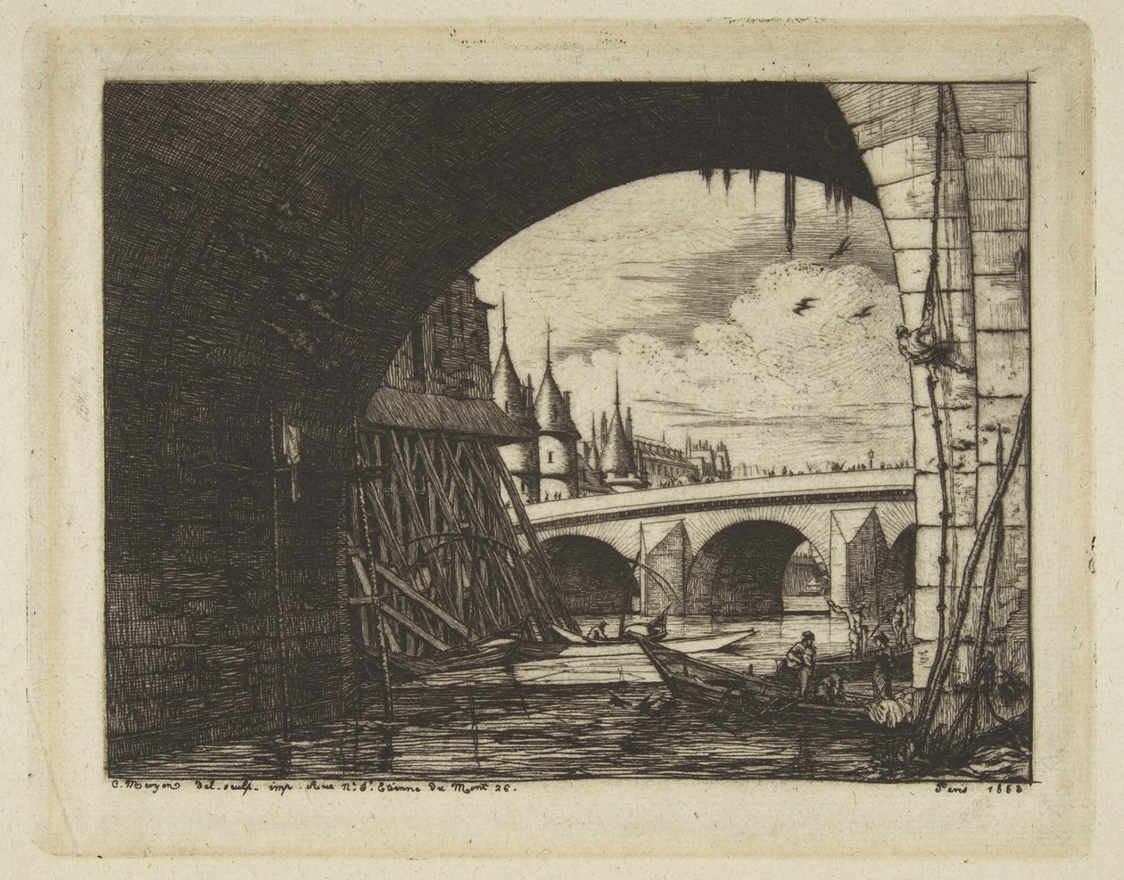 Torbogen, Pont Notre-Dame, Paris von Charles Meryon