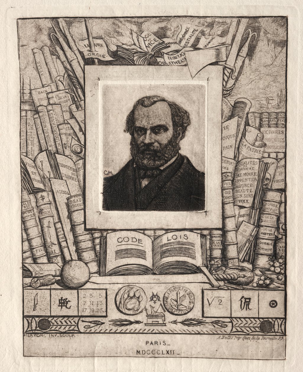 Armand Gueraud aus Nantes, Drucker und Literat von Charles Meryon