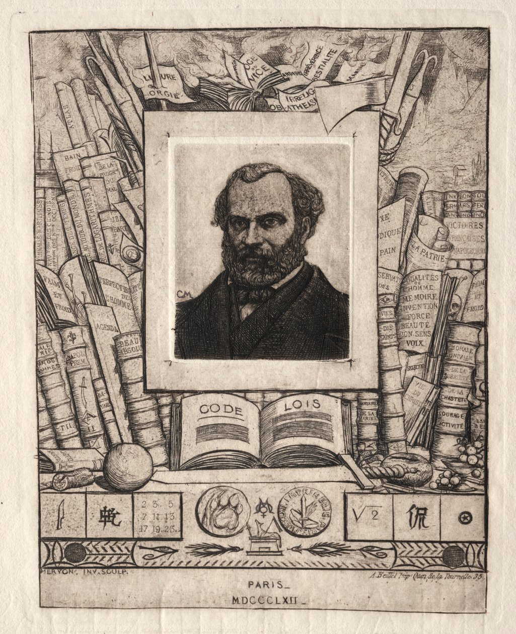 Armand Gueraud aus Nantes, Drucker und Literat, 1862 von Charles Meryon