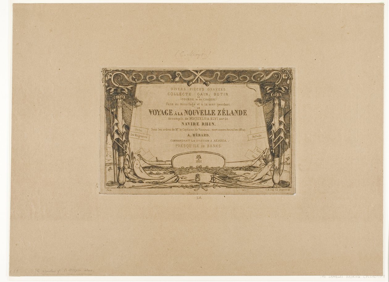Umschlag für eine Reise nach Neuseeland (1842-46) von Charles Meryon