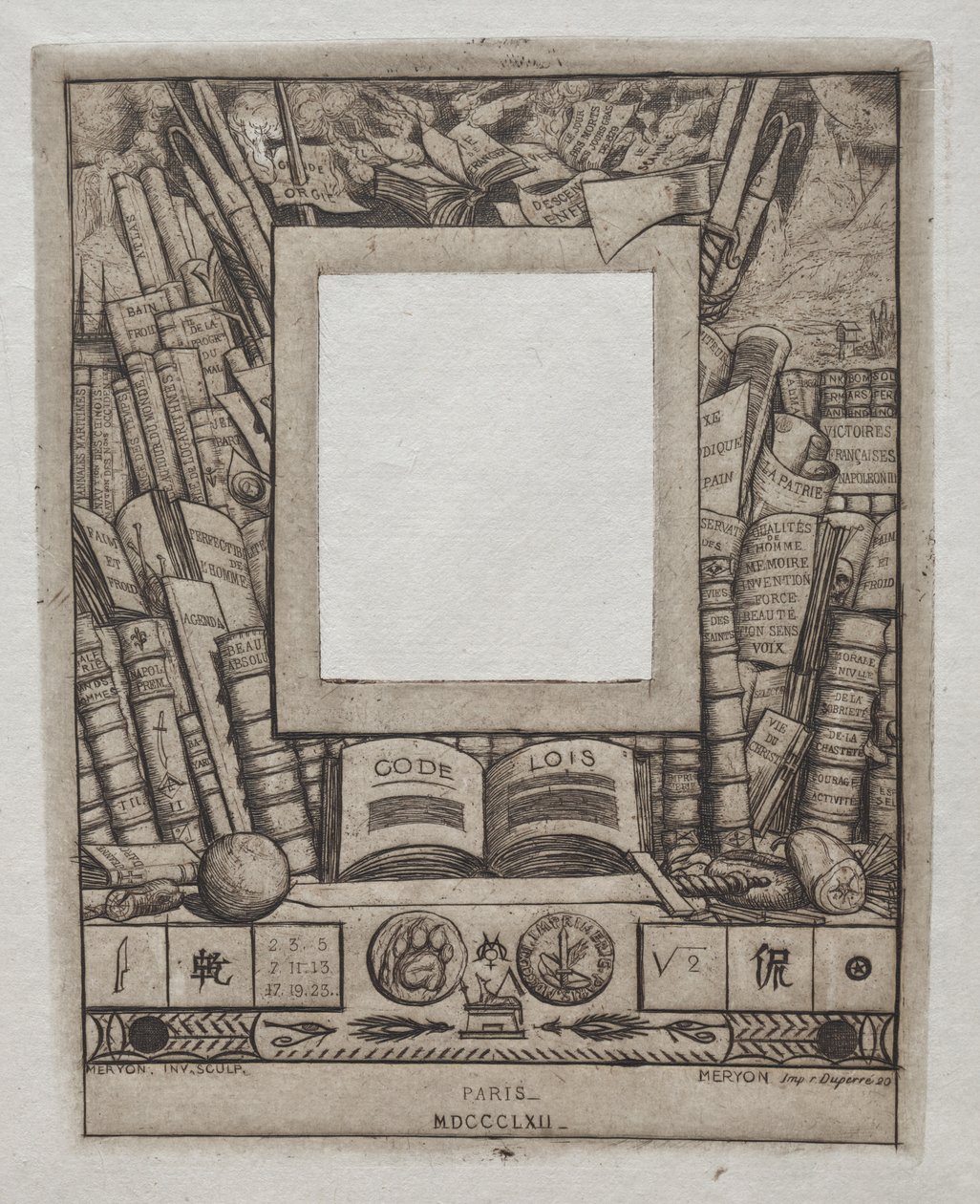 Entwurf für einen Rahmen für das Porträt von Armand Guéraud, 1862 von Charles Meryon