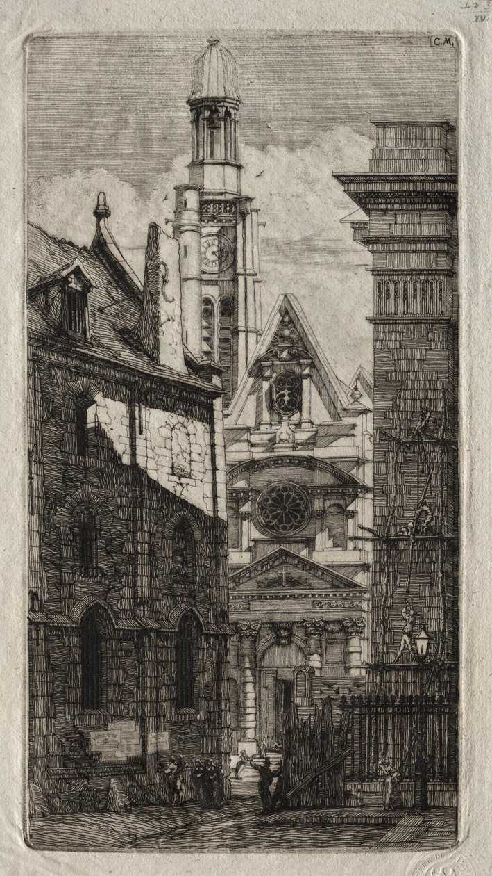 Radierungen von Paris: Kirche St. Stephan des Berges, 1852 von Charles Meryon