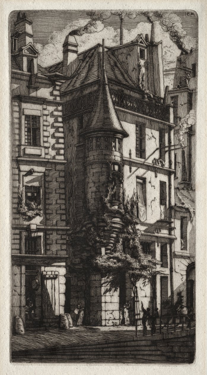 Radierungen von Paris: Haus mit einem Turm, Weberstraße von Charles Meryon