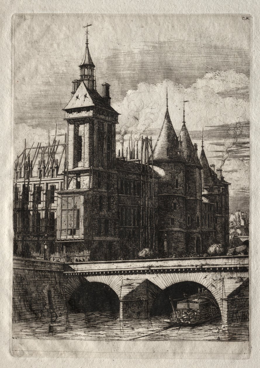 Radierungen von Paris: Der Uhrturm von Charles Meryon